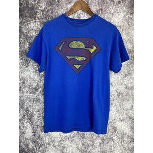 Vintage Superman Logo DC Super Hero Blue Red Yellow Colors T Shirt Men's Medium